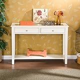 Panorama Sofa table - white, Hardwood, wood veneer, tempered glass, and MDF, Assembly Required