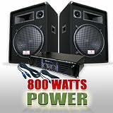 DJ PA Set 800 Watts System with Amplifier, Speakers & Cables