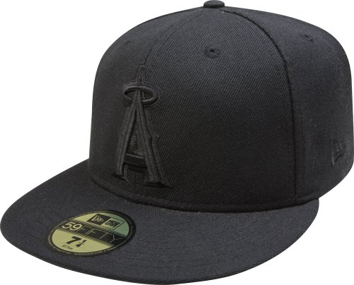 MLB Anaheim Angels Black on Black 59FIFTY Fitted Cap (7 3/4)