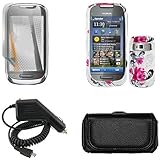 iNcido Brand Nokia C7-00/Astound Combo Red Flower on White Protective Case  ....