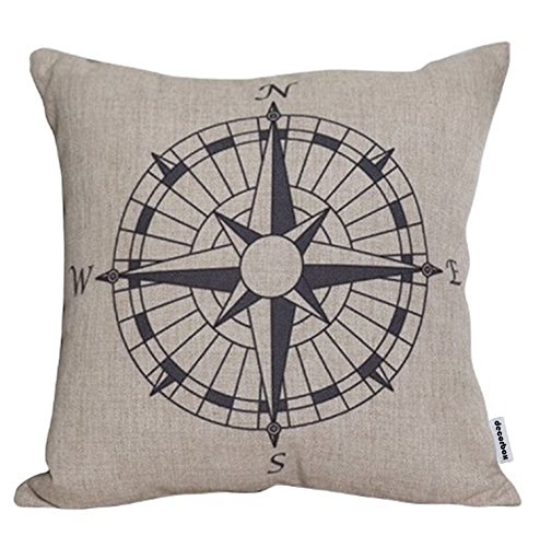 Decorbox cotton linen decorative throw pillow cushion case compas…