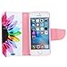 iPhone 5S Case,iPhone SE Case,iPhone 5 Case,JanCalm [Kickstand] New Pattern Premium PU Leather Wallet [Card/Cash Slots] Flip Case Cover for iPhone 5 5S SE + Crystal Pen (Rainbow Flower)