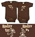 Baby Twin Boy/Girl Gift Set, (Includes 2 Brown Bodysuits - Monkey See-Do, size 0-3 mo)