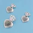 Sterling Silver Pendant and Earrings Set - Heart Design in Abalone with Pink CZ
