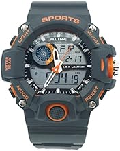 ALIKE AK14101 50M Waterproof Mens Dual Time Sports Watch Digital Quartz Wrist Watch with Date /Alarm /Stopwatch - Orange