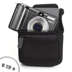 USA Gear FlexArmor Compact Neoprene Case and Action-Ready Belt Holster - Includes Card Reader