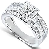 1 1/5 Carat TW Princess Diamond Engagement Ring in 14k White Gold