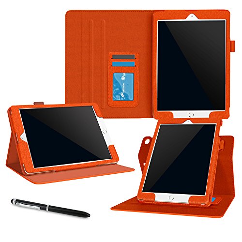 iPad Air 2 Case, Apple iPad Air 2 Leather Case, rooCASE Dual View Slim Fit Leather PU Folio Case with Smart Cover Auto Sleep / Wake Feature for Apple iPad Air 2 (iPad 6) 2014 Model, Orange
