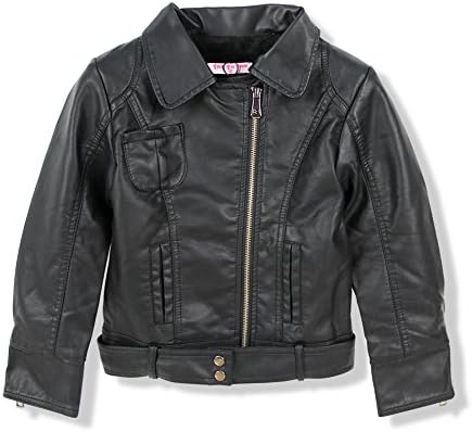 SSNF Little Girl's Winter Warm Long Sleeve Leather Jacket Black Size 4T