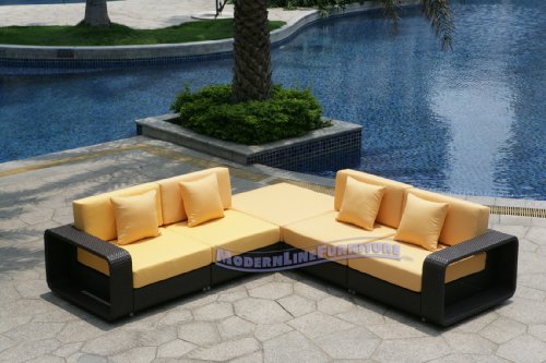Modern Furniture All-Weather Collection: Yellow Mini Sectional Sofa