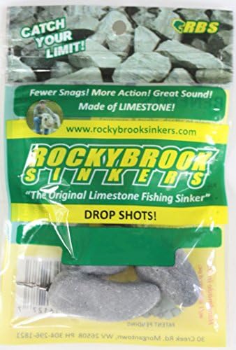 Rockybrook Limestone Fishing Drop Shot Weights, Handmade, Lead-Free, Natural Camouflage, Made in USA (3 Packs) (1/4 oz (4 per pack))