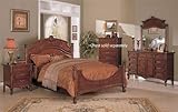 4pcs Queen Size Bedroom Set - Medium Brown Finish
