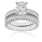2.20 Ct Cushion Cut Diamond Vintage Antique Engagement Wedding Rings Set 14K SI3