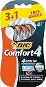 BiC Comfort 4 Quadruple Blade Mens Disposable Shaver Blister of 3+1  Free