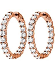 5.40 ct. tw Round Cut Diamond Inside Outside Hoop Earrings - G-H SI2 - 14 Kt. Rose Gold
