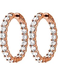5.40 ct. tw Round Cut Diamond Inside Outside Hoop Earrings - E-F VS1 - 14 Kt. Rose Gold