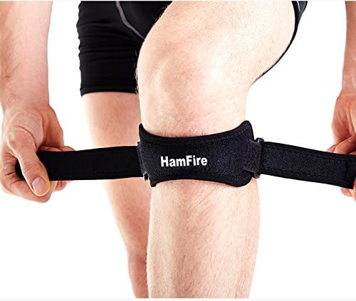 HamFire Adjustable Jumpers's Knee Patella Brace Support Strap Band - Knee Support Brace Pads for Running, Hiking, Basketball Outdoor Sport, Set of 2
