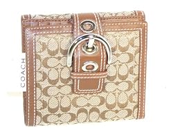 AUTHENTIC Coach Soho Signature French Purse Wallet Khaki Brown #F40092