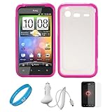 Durable Crystal Hard Case Cover with Pink Rubberized TPU Silicone Skin Edge ....