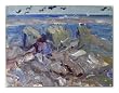 Asilomar Beach, Original 1985 Seascape Oil Painting on Board By Carmel Art Association Artist Victor Di Gesu (1914-1988) - Unframed Artwork