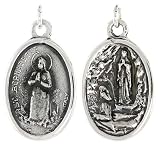 Sterling Silver St. Bernadette and Ascension of Virgin Mary Medal 15/16 X 5/8 (24 mm X 16 mm).