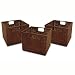 Baskets, set of 3, Small Wired Rattan (Antique Walnut) (9"H x 11"W x 10"D)