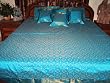 Silk Sari Bedding Aqua Blue Bedspread Coverlet Sofa Throw King 7p Set