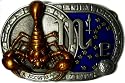 SCORPIO THE SCORPION, ZODIAC HOROSCOPE SIGN BELT BUCKLE + display stand