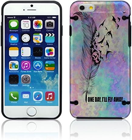 NEW Apple iPhone 6 (4.7") Purple Feather Birds Qoute Chic Fashion Bumper Case Skin Cover Teen Matte Black Clear Transparent TPU Sides Girly Cell Phone Accessories