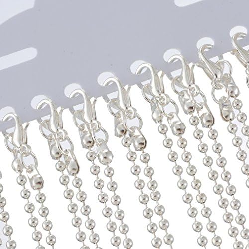 Souarts Silver Color Ball Link Chain Necklace Pack of 12pcs