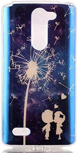 LG Leon LTE C40 Case,Blue Light Soft TPU Gel Slim Protective Back Cover for LG Tribute 2 H340N H326 Risio C40 (Lovers Dandelion)