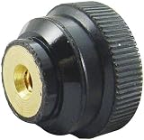 3/4 dia., M6x1.00 thds., Black Phenolic Knurled Plastic Knobs w/Metric Brass Insert - Black ABS (1 Each)