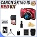 Canon PowerShot SX150 IS 14.1 MP Digital Camera with 12x Wide-Angle Optical Image Stabilized Zoom with 3.0-Inch LCD (Red) + 8GB SDHC Memory Card + 4 Rechargeble NIMH AA Batteries + Ac/Dc Rapid Charger + Memory Card Wallet + SDHC Card Reader + LCD Screen Protectors + Case + Accessory Saver Bundle!