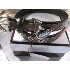 Coach Brown MiniSig Dog Collar Size Large