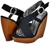 Blossom Lakers-12 Black Women Wedge Sandals, 8.5