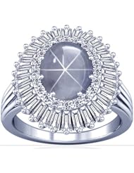 14K White Gold Oval Cut Blue Sapphire Fana Designer Ring