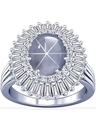 18K White Gold Oval Cut Blue Sapphire Fana Designer Ring