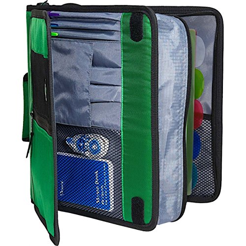 Caseit 2Inch Round Ring Zipper Binder with Velcro Messenger Front