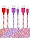 Eversame [3-Pack] 6Ft 1.8M Premium Nylon Braided High Speed USB2.0 A Male to Micro B Charger Cable For Samsung Galaxy S7/S6 Edge Plus/tab A, HTC One M9 (Red Purple Hot Pink)