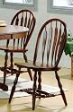 Set of 2 Solid Wood Dark Distressed Oak Finish Dining Chairs