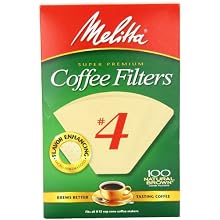 Melitta Cone Coffee Filters, Natural Brown, No. 4, 100-Count Filters (Pack of 6)