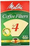 Melitta Cone Coffee Filters, Natural Brown, No. 4, 100-Count Filters (Pack of 6)