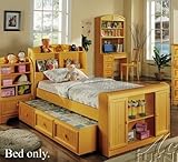 Full Size Bed with Trundle Bed Honey Oak Finish