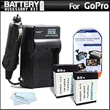 2 Pack Battery And Charger Kit For GoPro HD HERO, HD HERO2, HD Hero 960 Camera Includes 2 Extended Replacement (1400Mah) A...