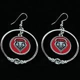 NCAA New Mexico Lobos Ladies Double Hoop Crystal Dangle Earrings