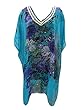 Blue Sheer Kaftan Printed Chiffon Dress