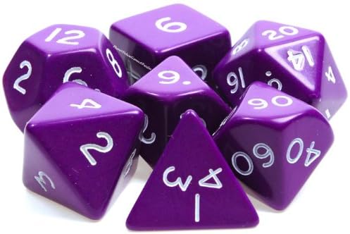 Jumbo DICE, 7 Different Polyhedral Styles in PURPLE with white numbers
