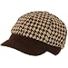 Houndstooth Ribbed Knit Newsboy Cabbie Cap Hat Brown