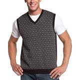 Perry Ellis Men's Jacquard Vest,Black,Large