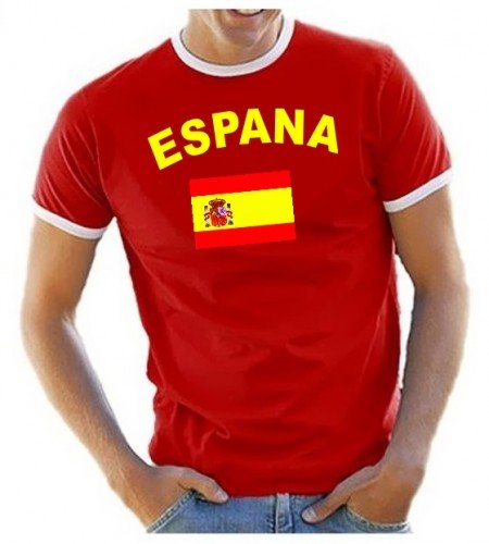Spanien T-Shirt Ringer Rot, Gr.L